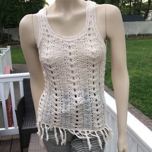 LUCKY BRAND FRINGE CROCHET SOFT BOHO TANK TOP